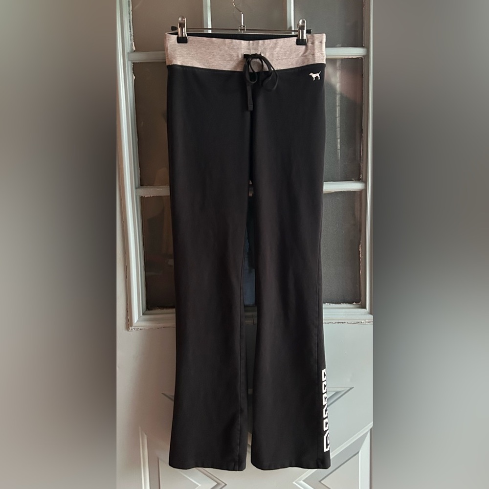 Y2K Vintage Victoria’s Secret PINK Flared Yoga Pants 2016 Legging Black Gray M